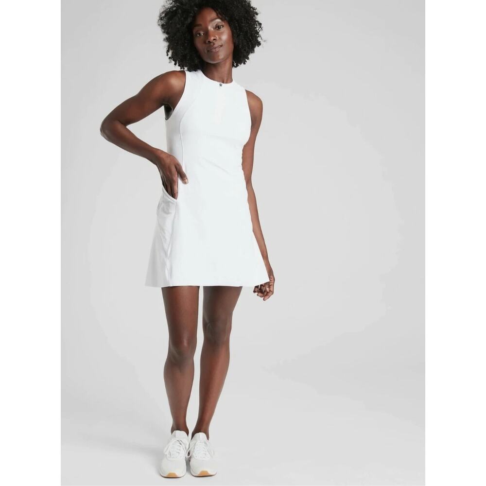 Athleta Women's White Match Point Mesh Back Tennis Dress Golf Size X-Large Tall